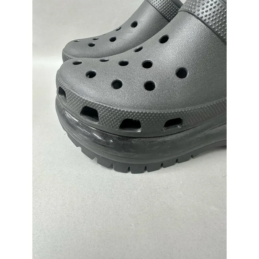 Crocs Classic Mega Crush‎ Clog Solid Black Matte/Shiny Women's Size 8 Mens 6